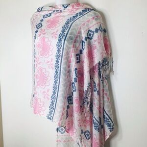 Pashmire pink blue scarf women